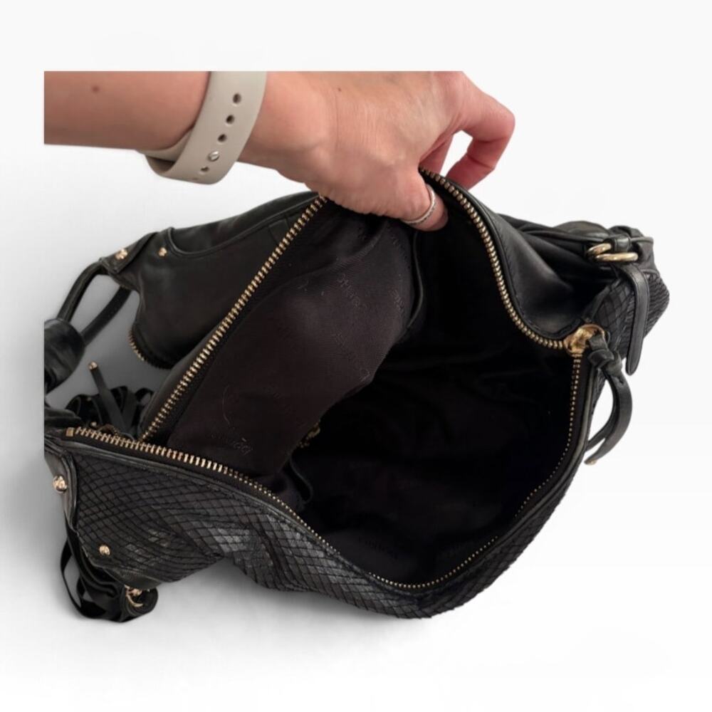 BOTKIER CHRYSTIE BLACK LEATHER HOBO HANDBAG - Picture 5 of 11